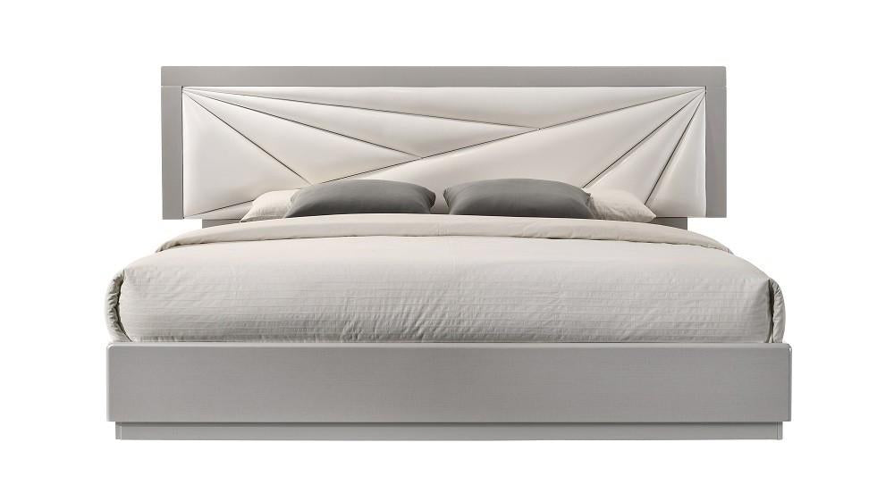 Florence White and Light Grey Lacquer Platform Bed