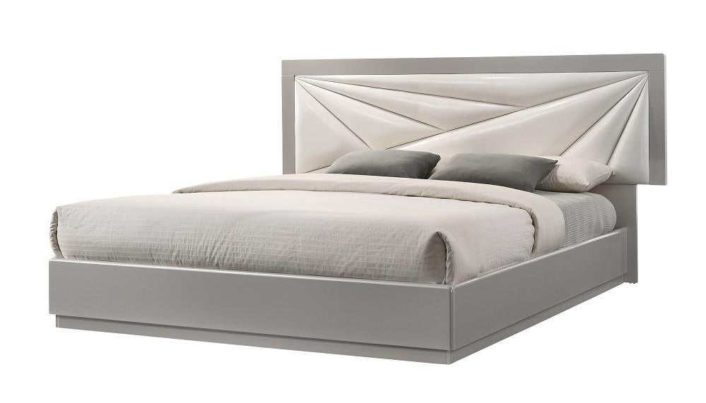 Florence White and Light Grey Lacquer Platform Bed