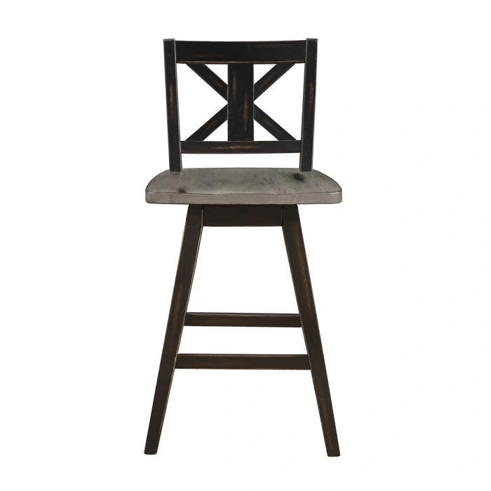 Amsonia Swivel Counter Height Chair in Gray and Black (Set of 2)