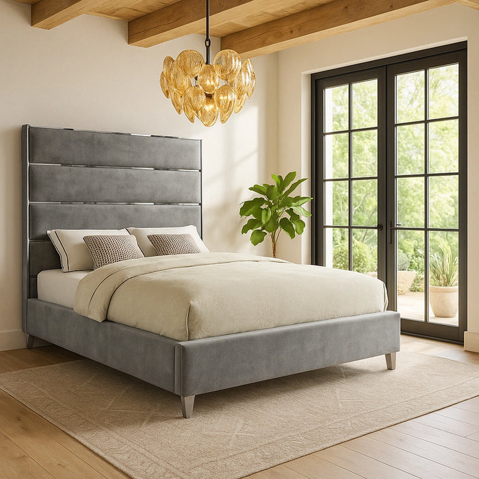Zuma Grey Velvet Full Bed