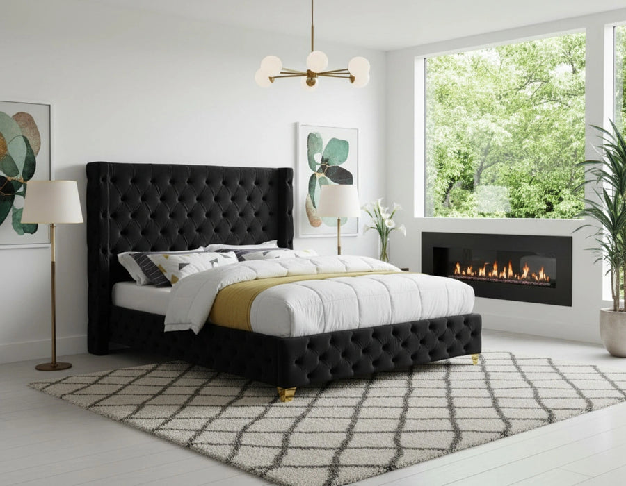 Savan Black Velvet Full Bed