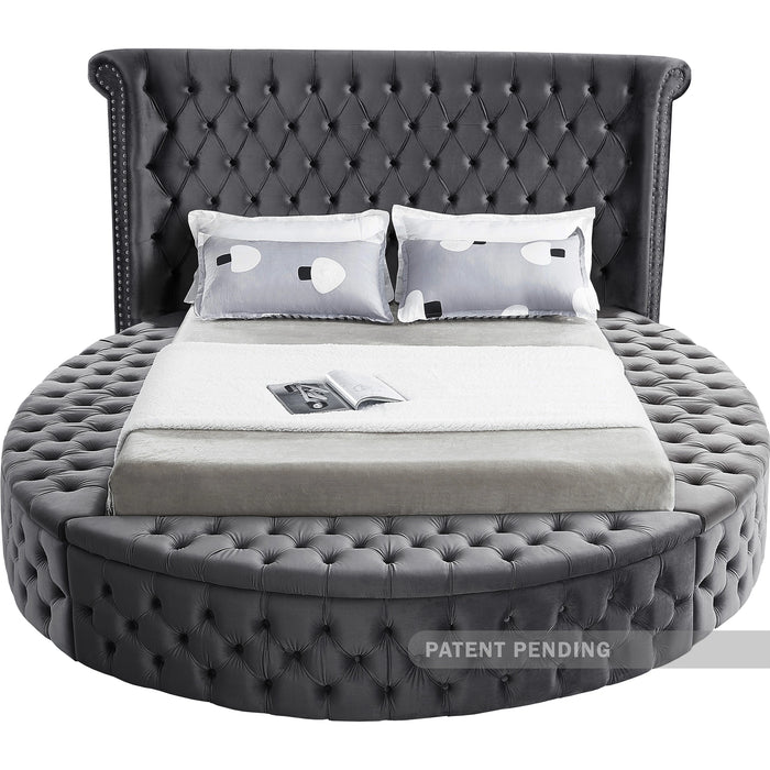 Luxus Grey Velvet King Bed (3 Boxes)