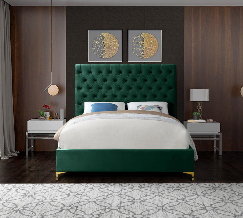 Cruz Green Velvet Queen Bed