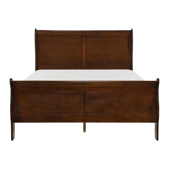 Mayville Queen Sleigh Bed in Brown Cherry