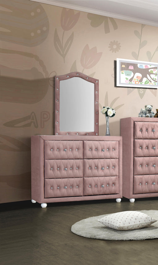 pink dresser mirror Reggie Pink Fabric Mirror