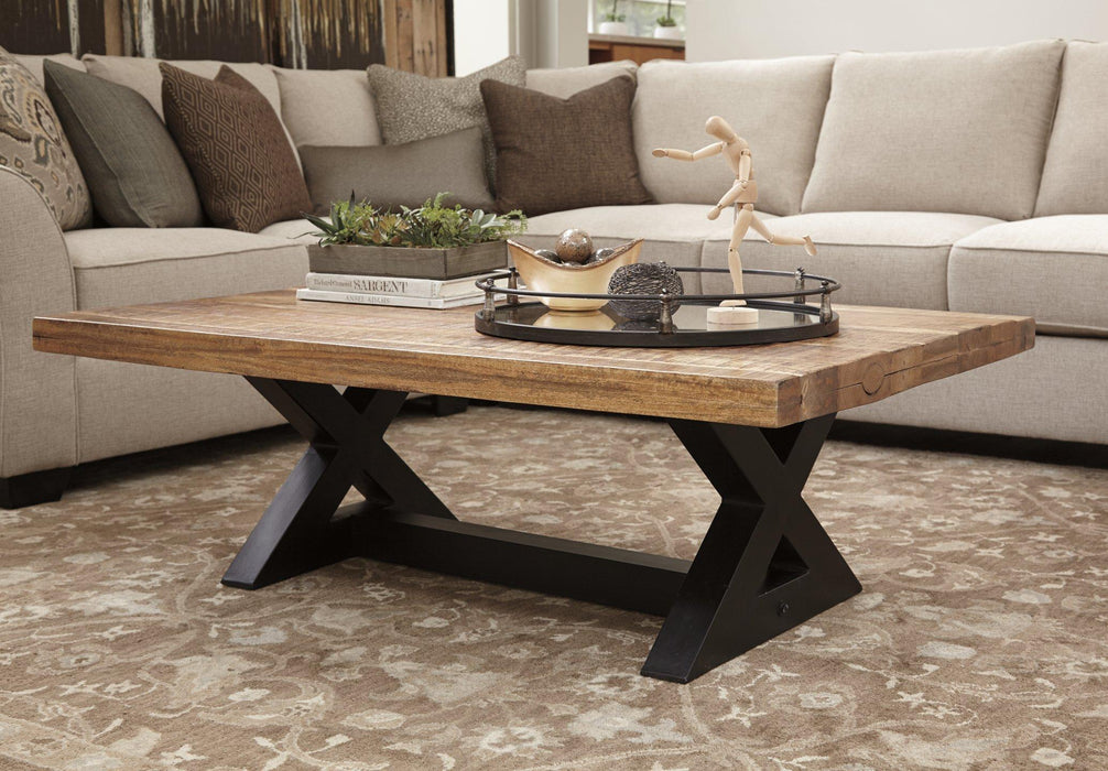 Wesling Light Brown Coffee Table and 2 End Tables