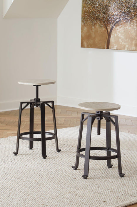 Karisslyn Whitewash/Black Counter Height Stool (Set of 2)