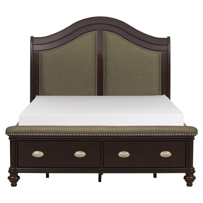Marston Queen Sleigh Storage Bed in Dark Cherry 2615DC-1