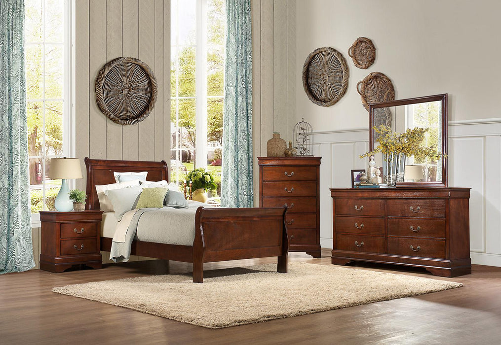 Homelegance Mayville Full Sleigh Bed in Brown Cherry