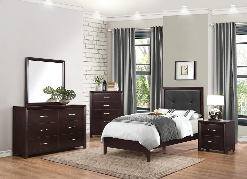 Homelegance Edina Full Panel Bed in Espresso-Hinted Cherry