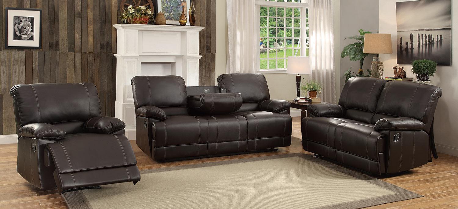 Homelegance Furniture Cassville Double Reclining Sofa in Dark Brown 8403-3