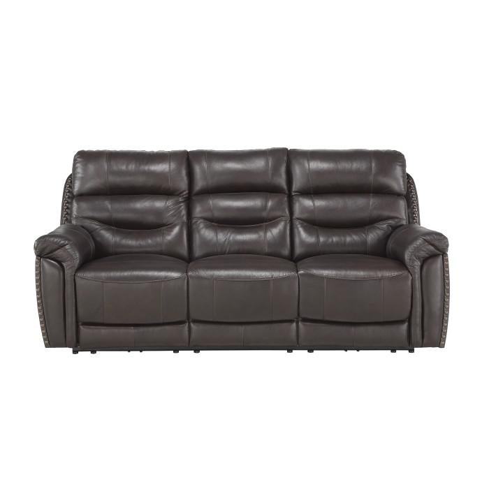 Lance Power Double Reclining Sofa with Power Headrests in Brown