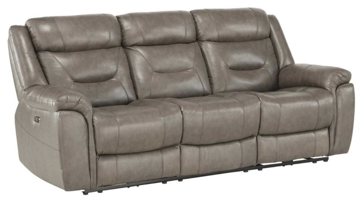 Homelegance Furniture Danio Power Double Reclining Sofa with Power Headrests in Brownish Gray 9528BRG-3PWH