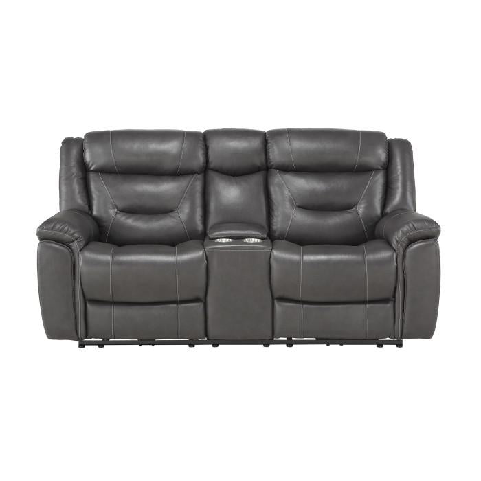 Danio Power Double Reclining Loveseat with Power Headrests in Dark Gray 9528DGY-2PWH