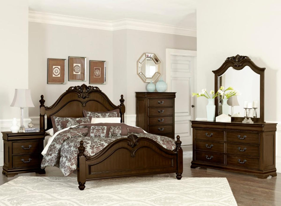 Homelegance Mont Belvieu King Panel Bed in Dark Cherry