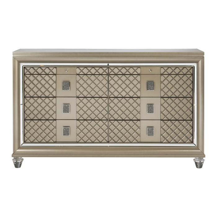 Loudon 8 Drawer Dresser in Champagne Metallic 1515-5