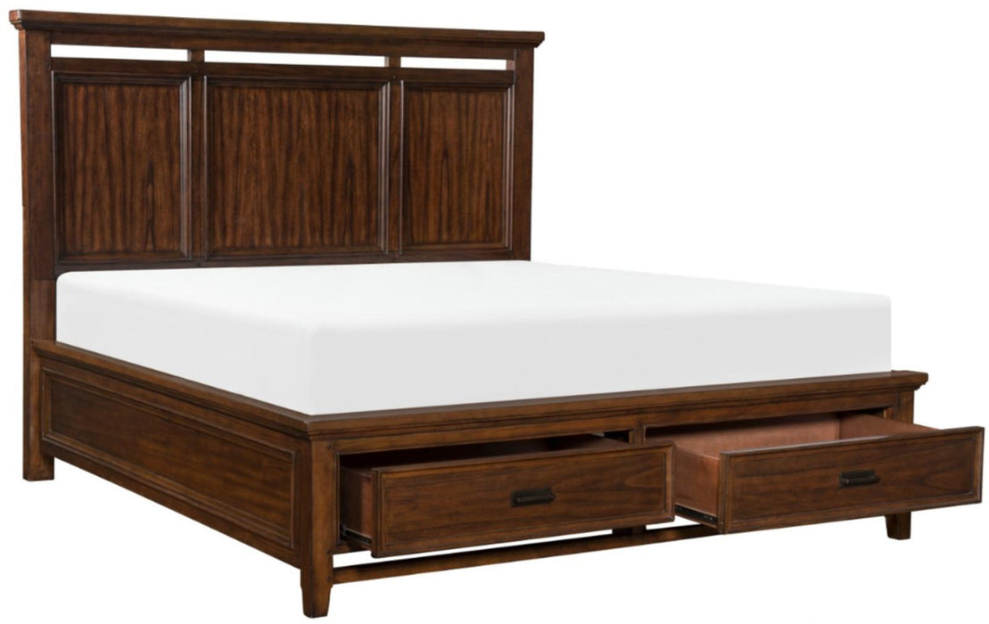 Homelegance Frazier Queen Upholstered Storage Platform Bed in Dark Cherry 1649-1*
