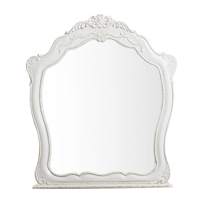 Cinderella Mirror in Antique White with Grey Rub-Through