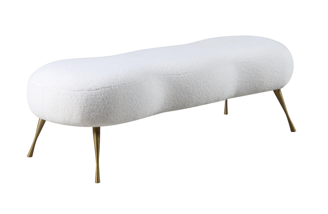 Nube White Faux Sheepskin Fur Bench