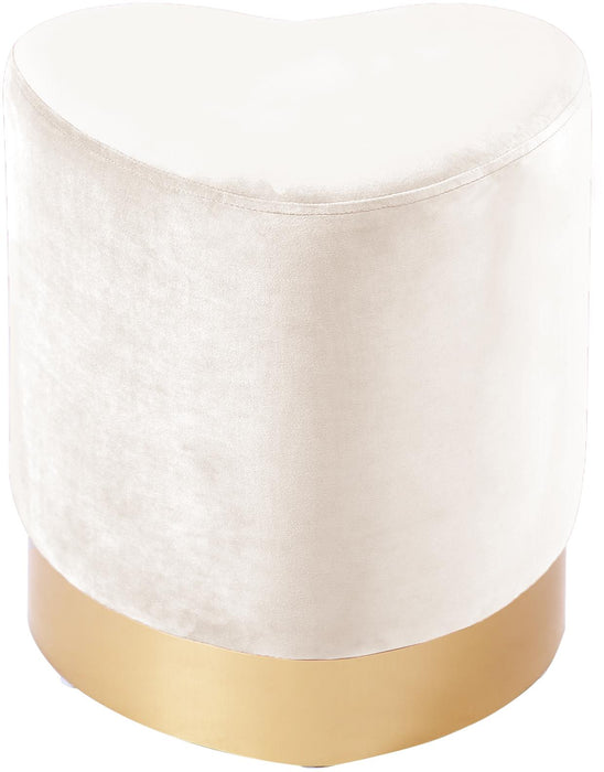 Heart Cream Velvet Ottoman/Stool