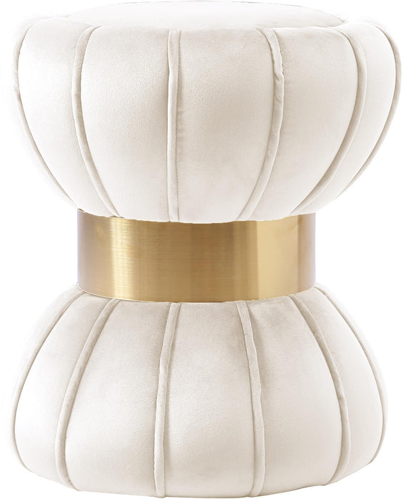 Vino Cream Velvet Ottoman/Stool