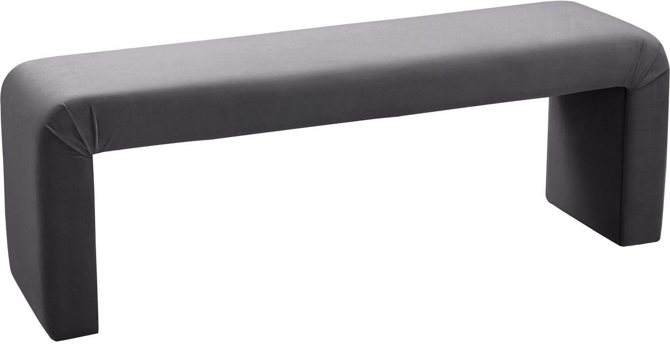 Minimalist Grey Velvet Bench