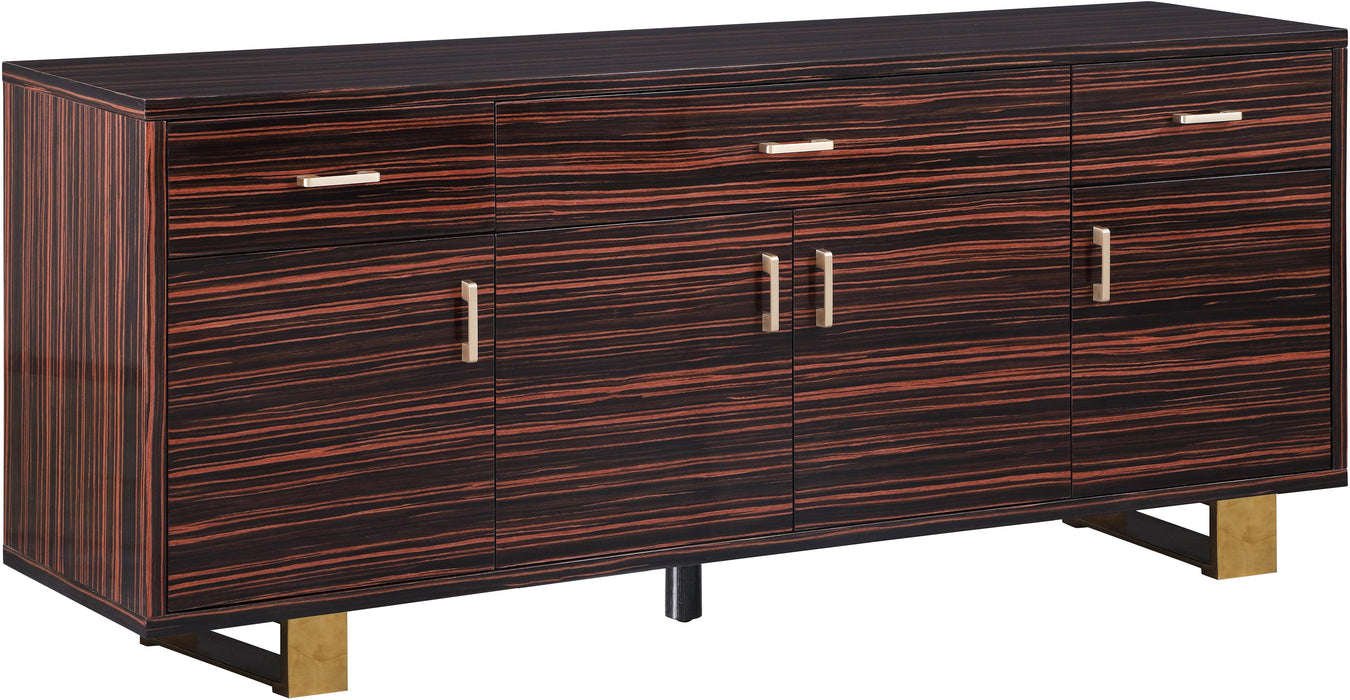 Excel Brown Zebra Wood Veneer Lacquer Sideboard/Buffet