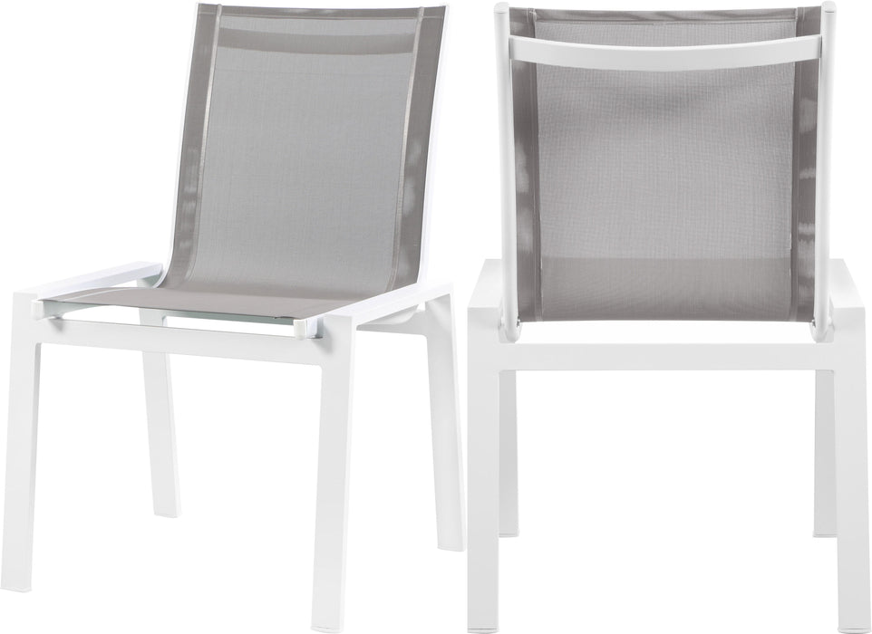 Nizuc Grey Mesh Waterproof Fabric Outdoor Patio Aluminum Mesh Dining Chair