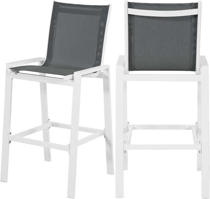 Nizuc Grey Mesh Waterproof Fabric Outdoor Patio Aluminum Mesh Barstool