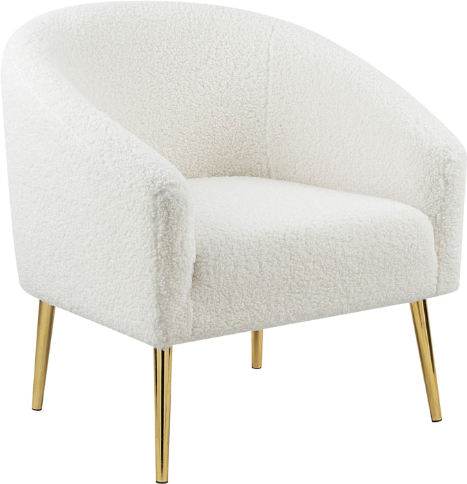 Barlow White Faux Sheepskin Fur Accent Chair