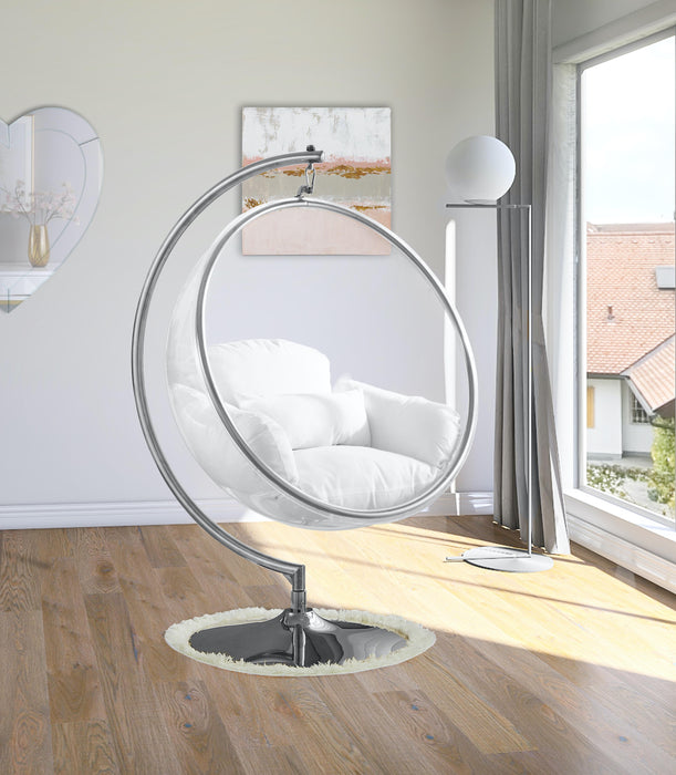 Luna White Durable Fabric Acrylic Swing Chair