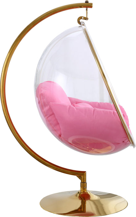 Luna Pink Fabric Acrylic Swing Bubble Accent Chair (2 Boxes)