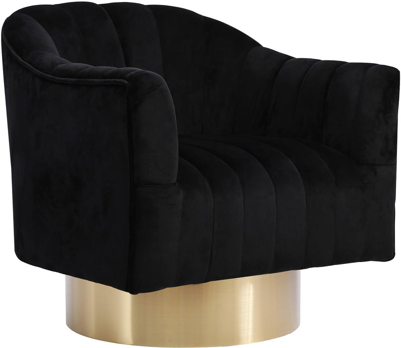 Farrah Black Velvet Accent Chair