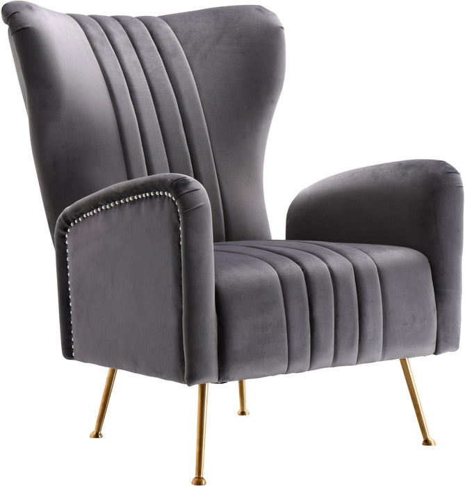 Opera Grey Velvet Accent Chair