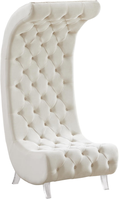 Crescent Cream Velvet Accent Chair