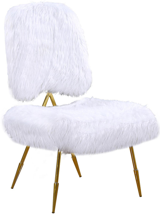 Magnolia White Faux Fur Accent Chair
