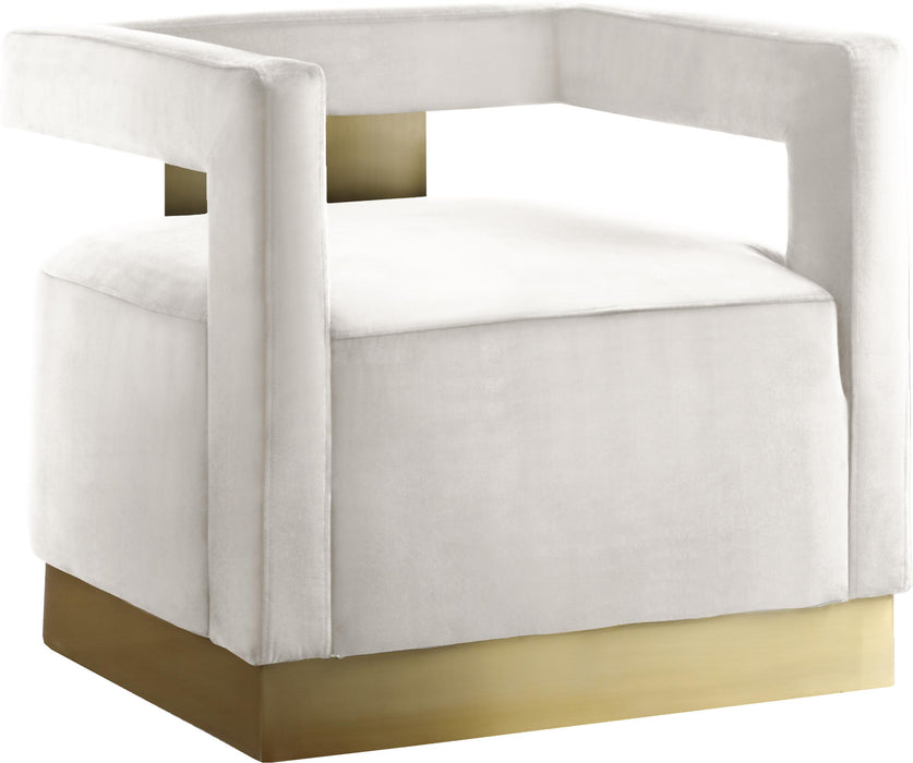 Armani Cream Velvet Accent Chair