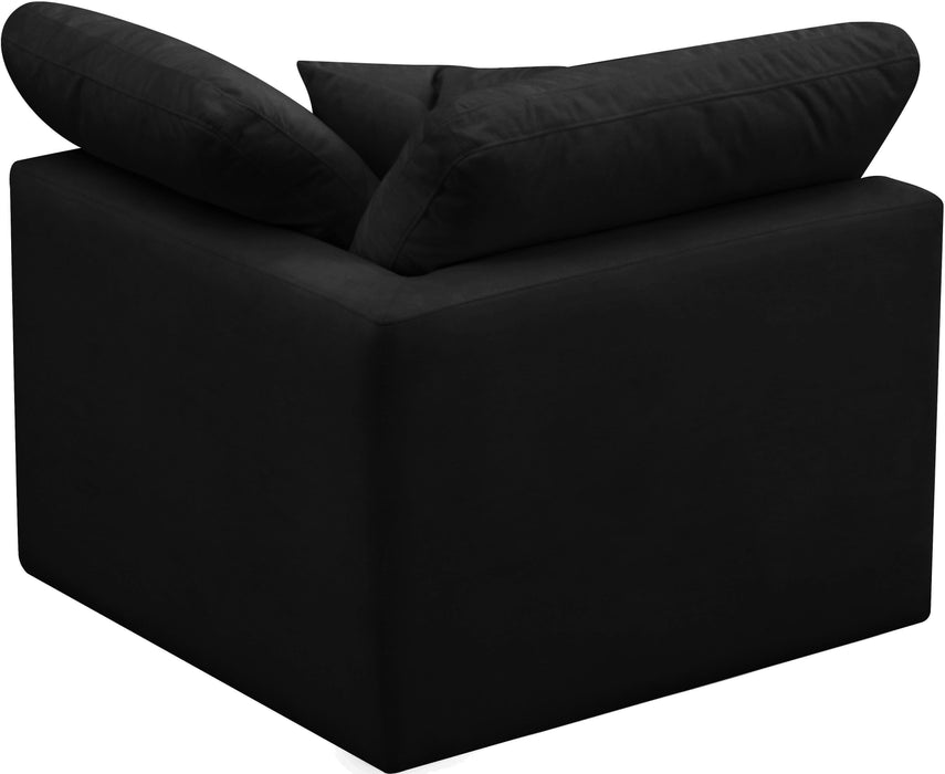 Plush Black Velvet Standard Cloud Modular Corner Chair