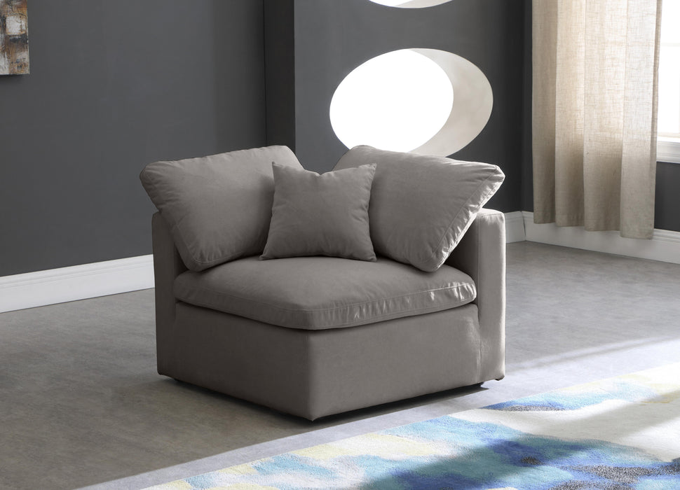 Plush Grey Velvet Standard Cloud Modular Corner Chair