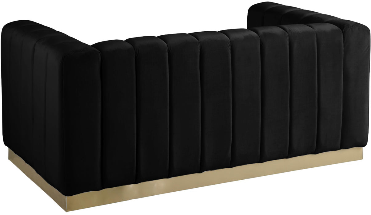 Marlon Black Velvet Loveseat