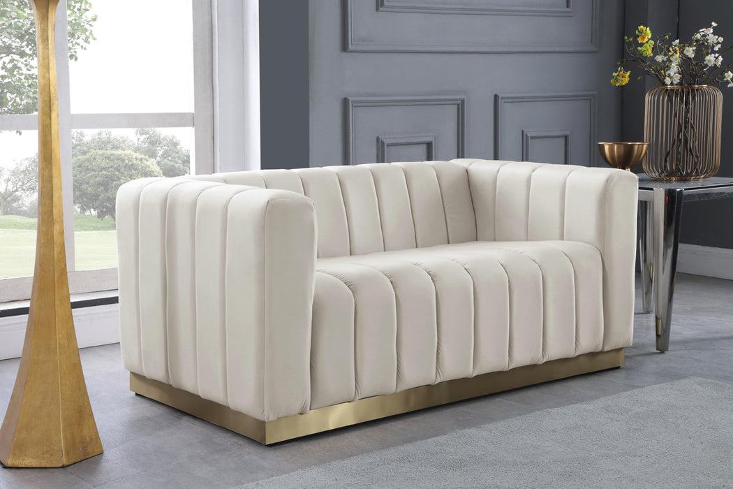 Marlon Cream Velvet Loveseat