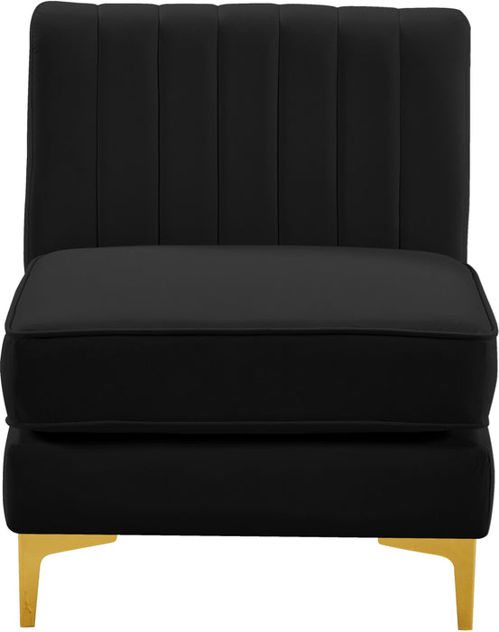 Alina Black Velvet Armless Chair