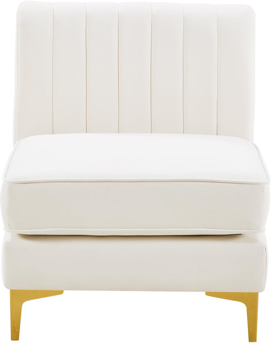 Alina Cream Velvet Armless Chair