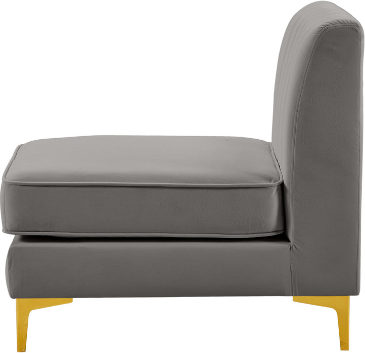 Alina Grey Velvet Armless Chair