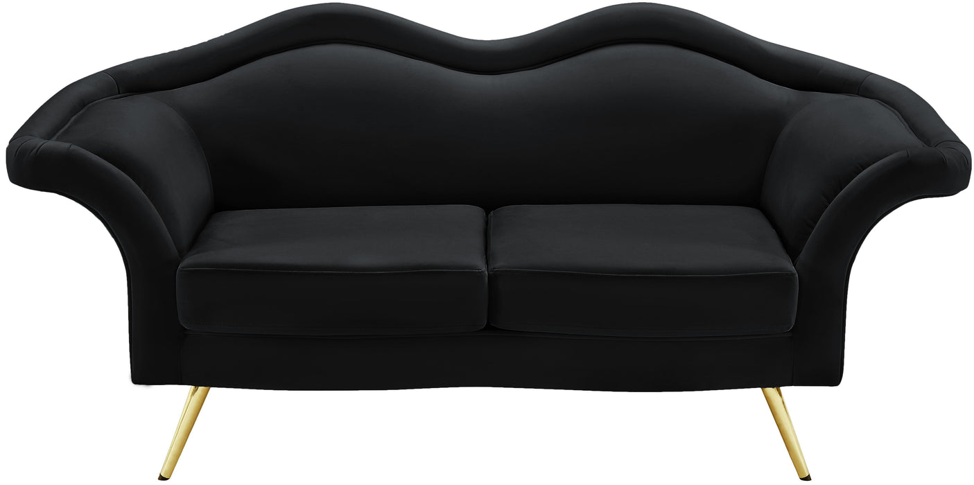 Lips Black Velvet Loveseat