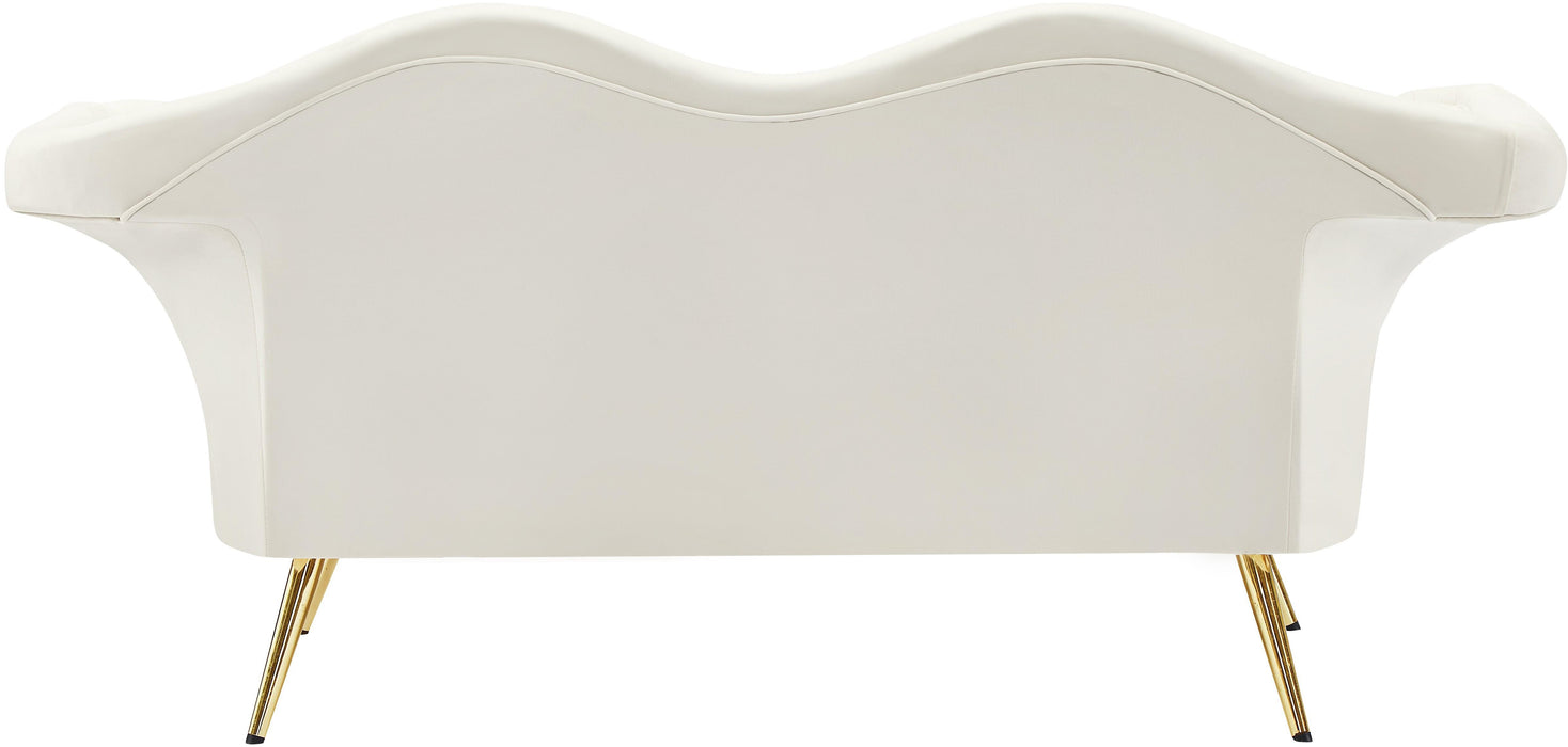 Lips Cream Velvet Loveseat