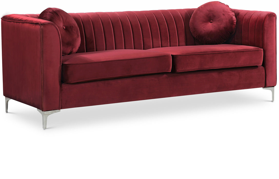 Isabelle Burgundy Velvet Sofa