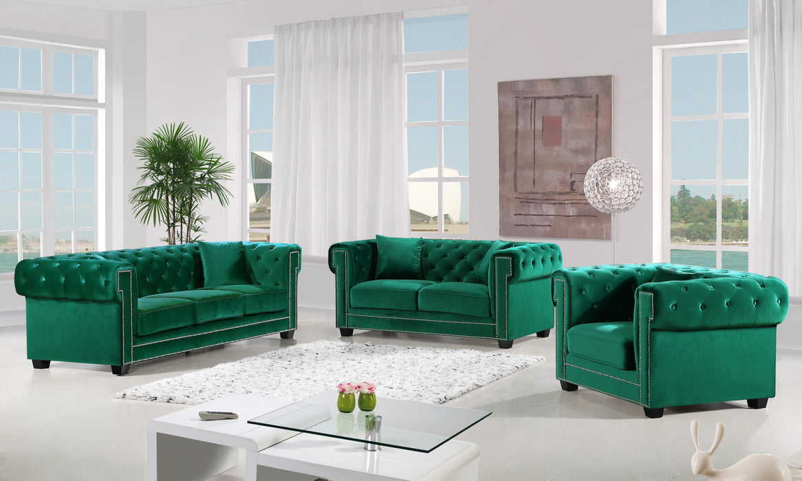 Bowery Green Velvet Sofa