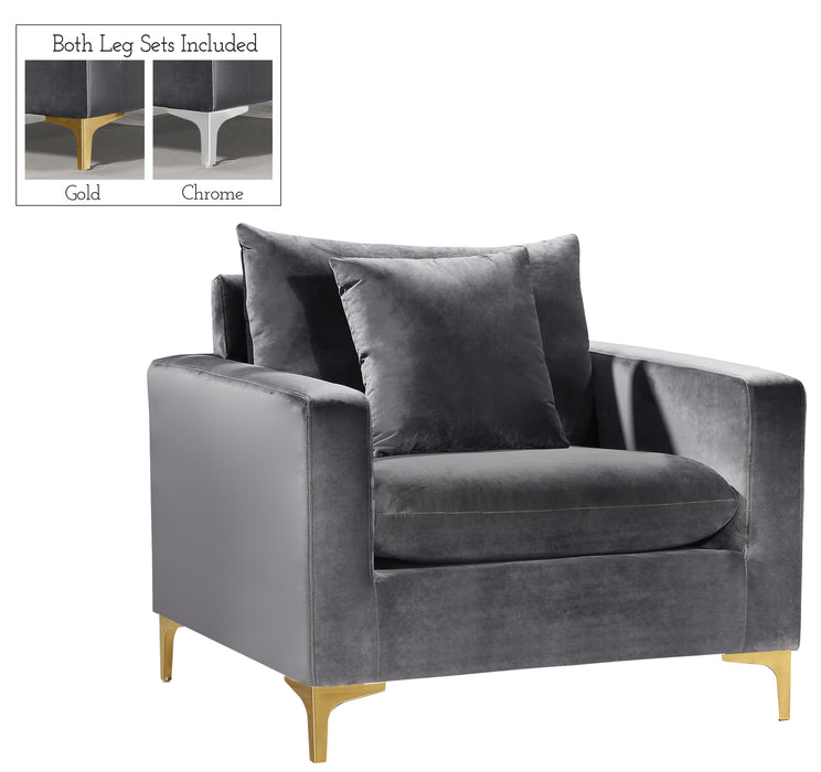Naomi Grey Velvet Chair