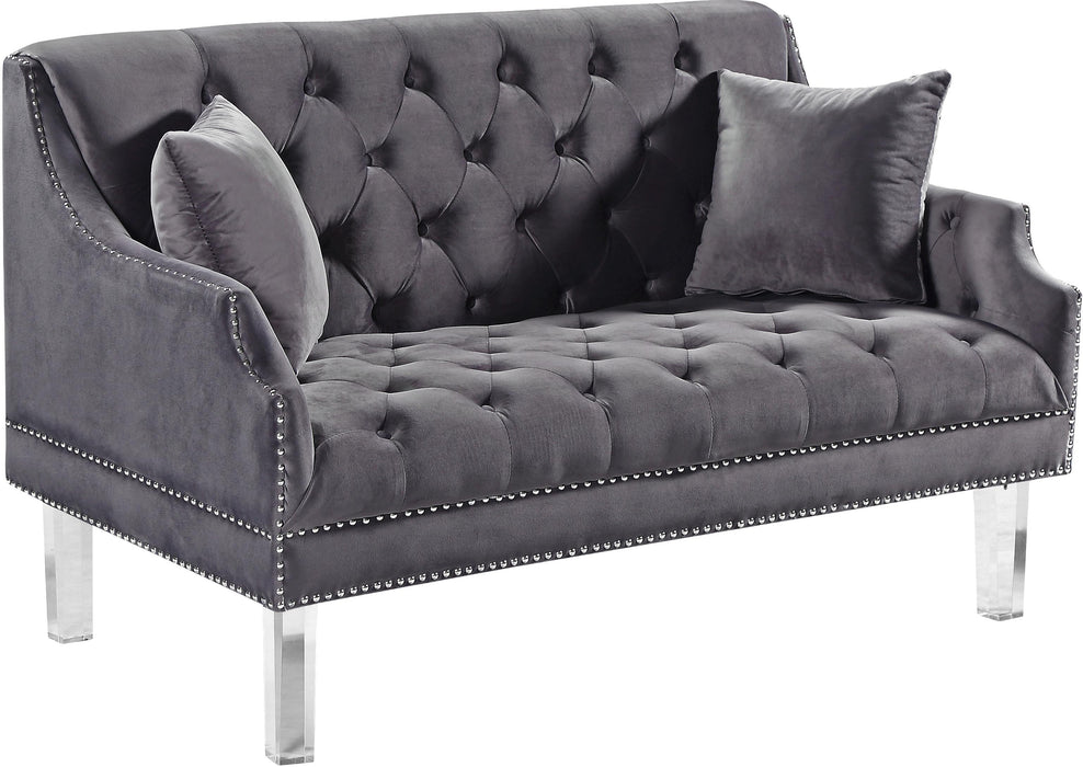 Roxy Grey Velvet Loveseat